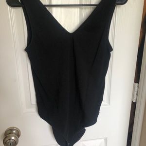 Black V Neck Bodysuit
